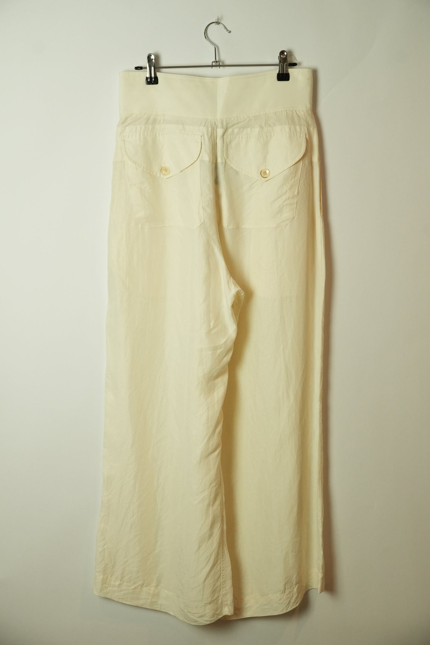 Joseph Silk White Belted Wide Leg  Pants