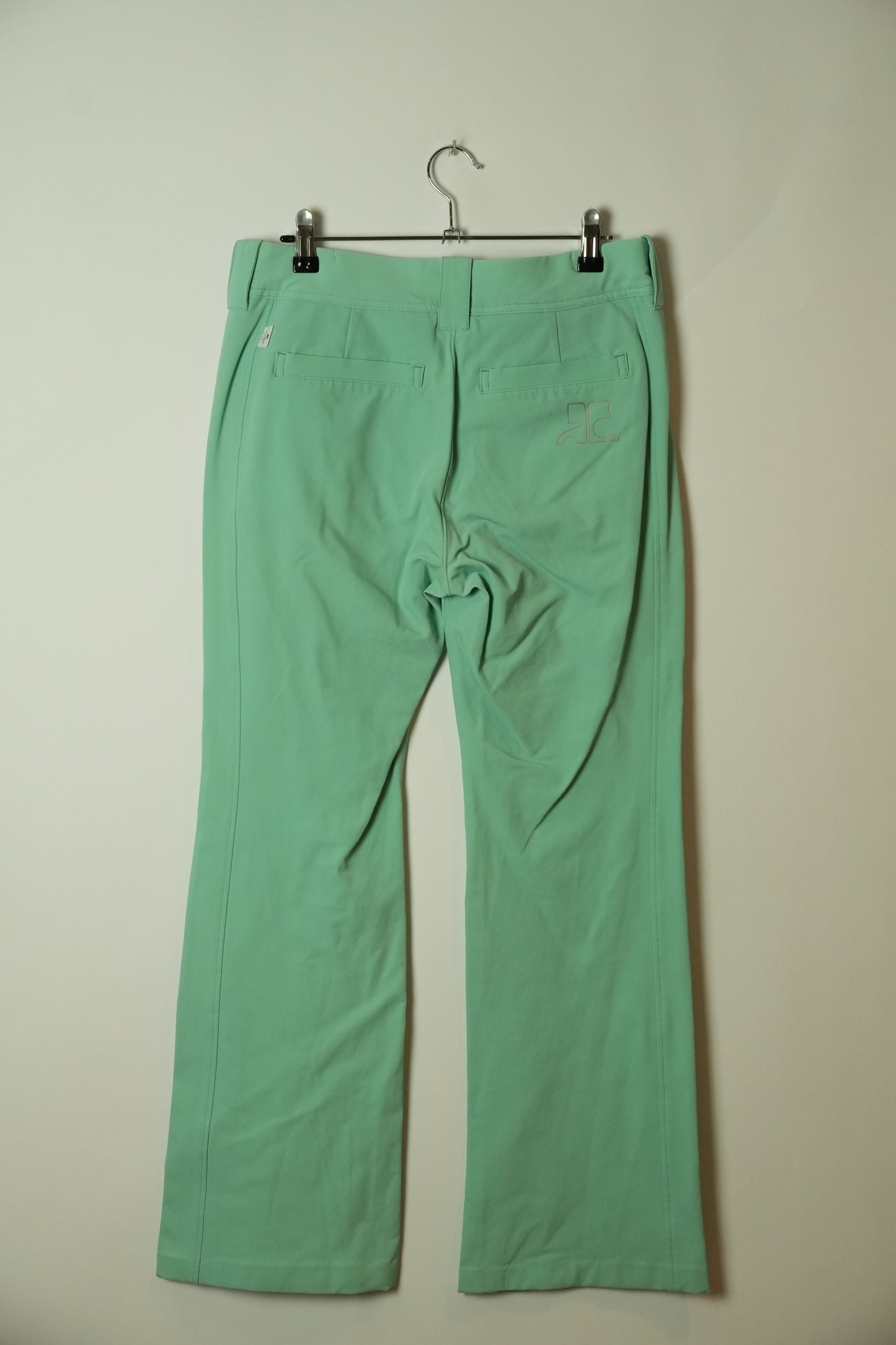 Courreges Stretch Wide Leg Pant w Logo Back Pocket