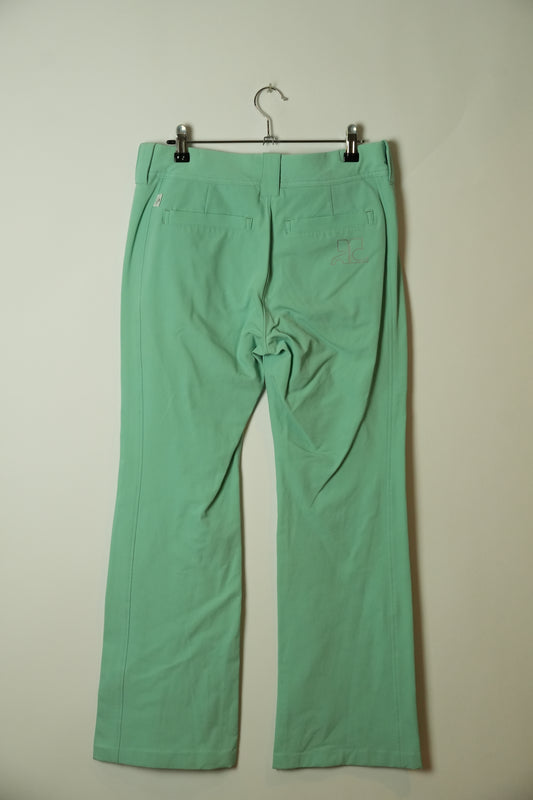 Courreges Stretch Wide Leg Pant w Logo Back Pocket