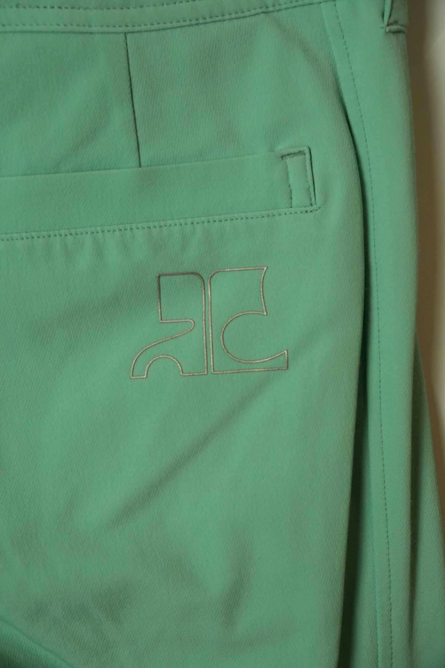 Courreges Stretch Wide Leg Pant w Logo Back Pocket