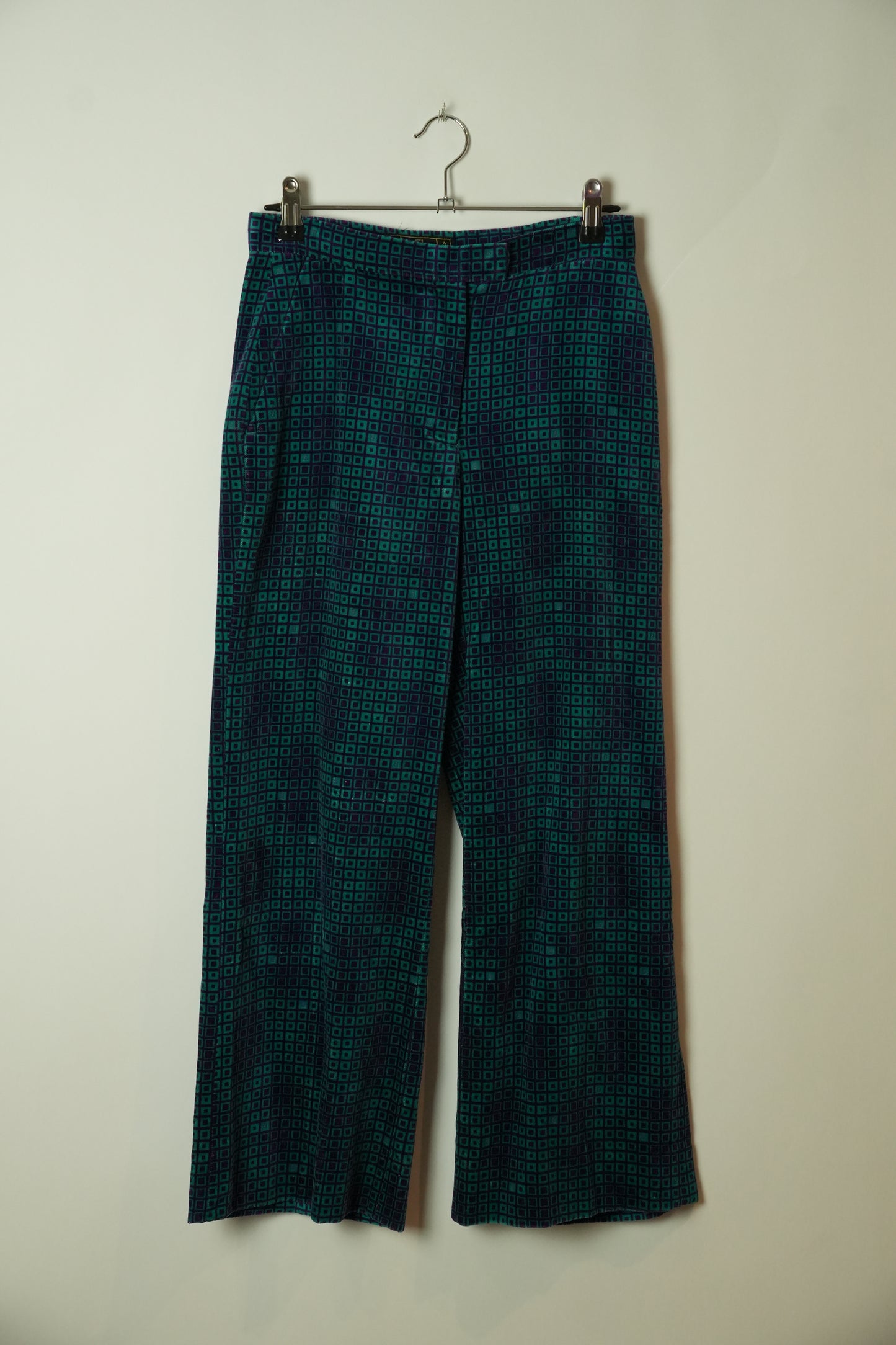 Fendi Velvet Checkered Logo Wide Leg Pants