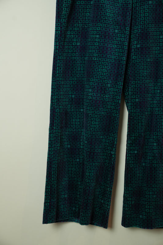 Fendi Velvet Checkered Logo Wide Leg Pants