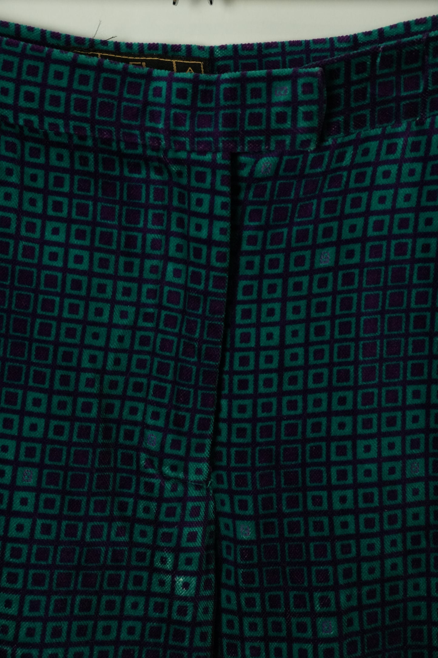 Fendi Velvet Checkered Logo Wide Leg Pants
