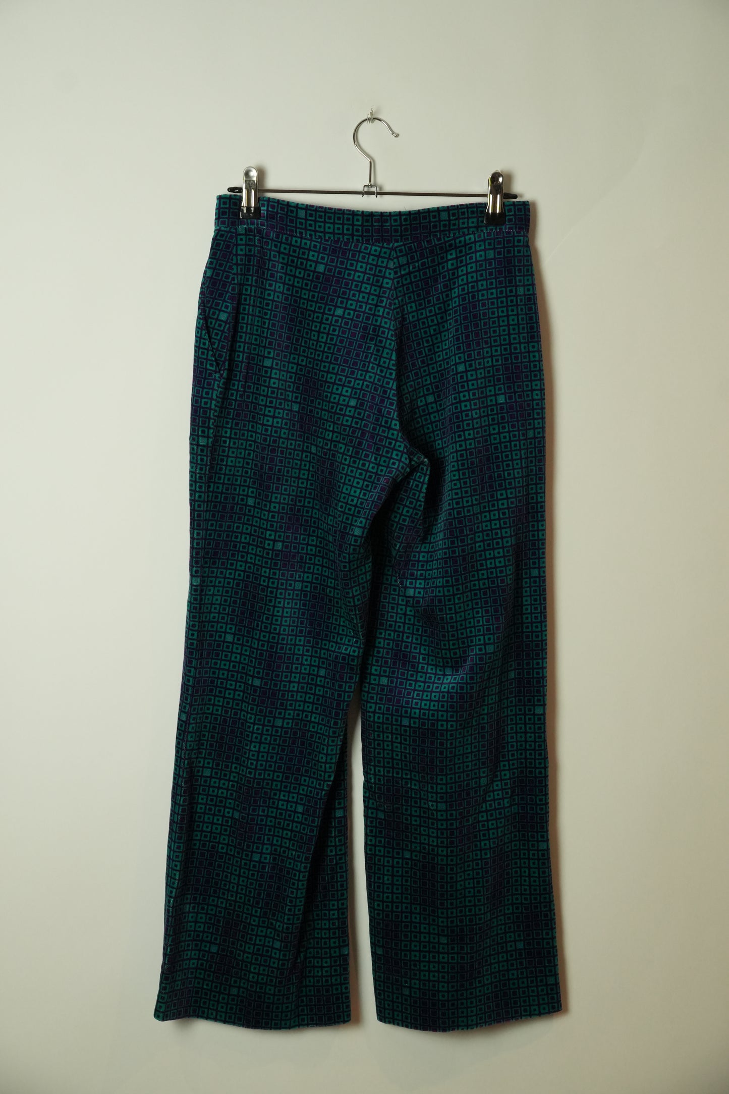 Fendi Velvet Checkered Logo Wide Leg Pants