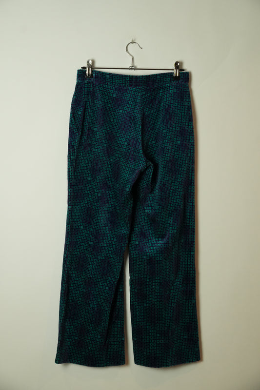 Fendi Velvet Checkered Logo Wide Leg Pants