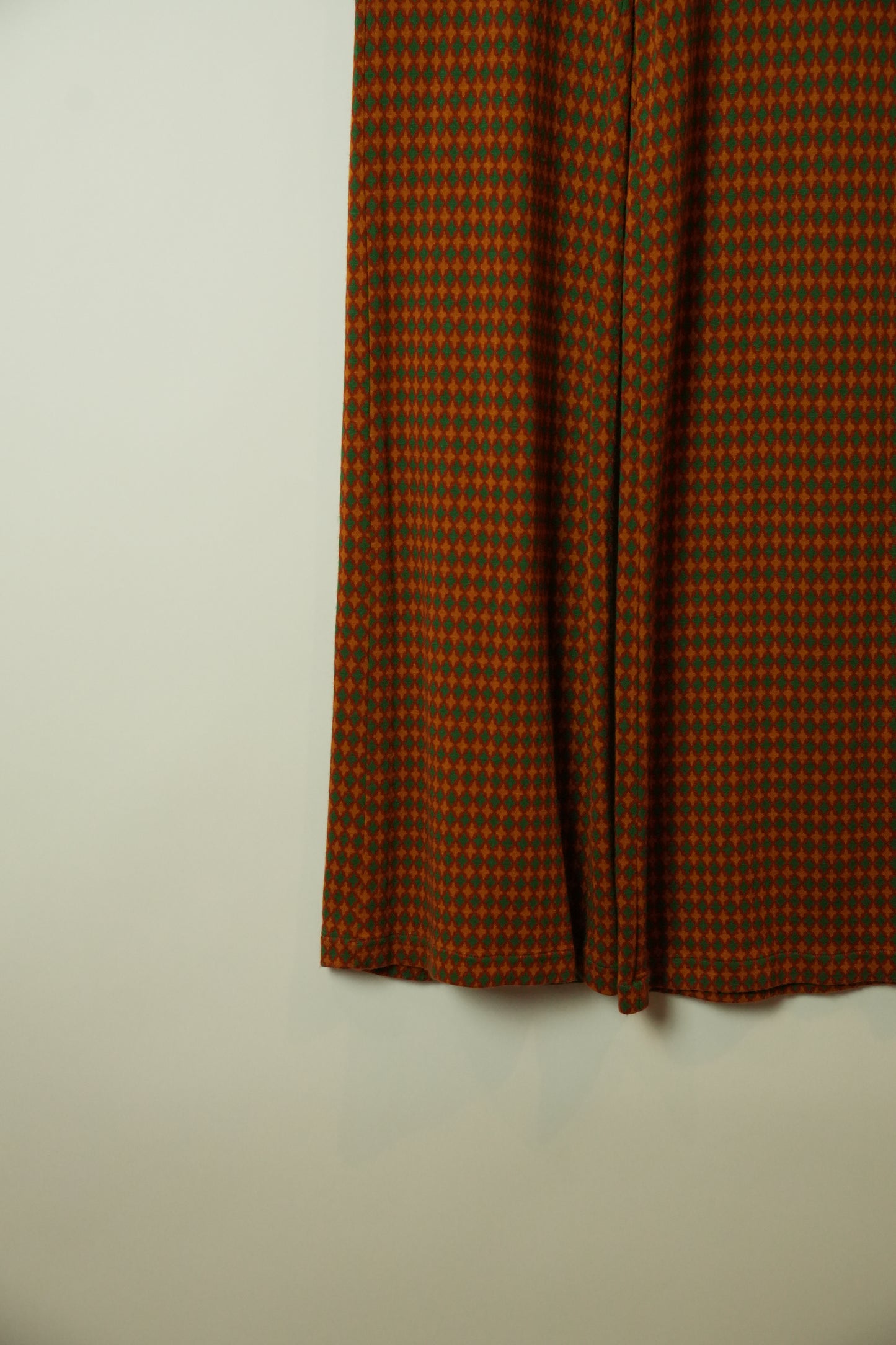 Vintage Checkered Orange Green Tile Flare High Waist Pants