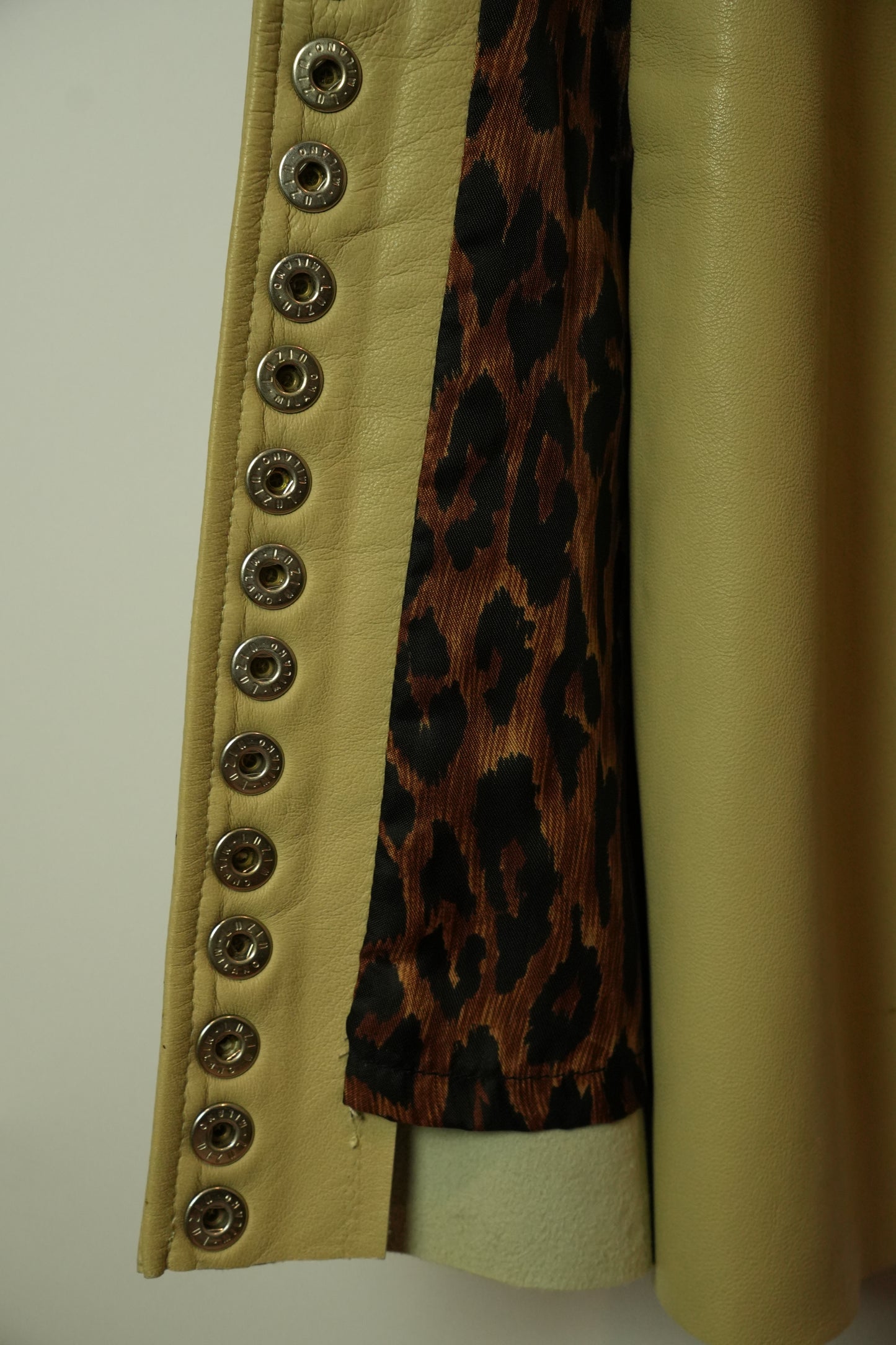 Dolce & Gabbana Leather Beige Flare Pants w Studded Side Panel BNWT