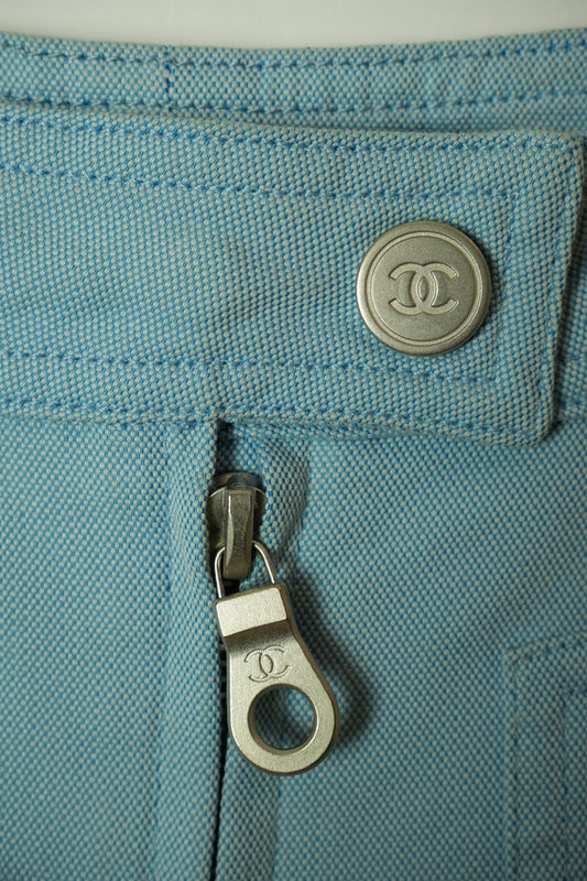 Chanel SS 2002 Zip Pocket Capri Logo Pants