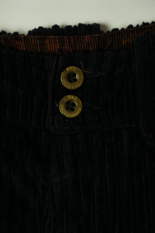 Dolce & Gabbana Cargo Utility Cuodroy Black Zipper Pocket Pants