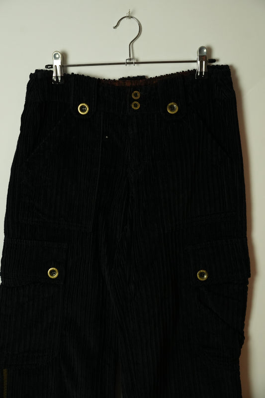 Dolce & Gabbana Cargo Utility Cuodroy Black Zipper Pocket Pants