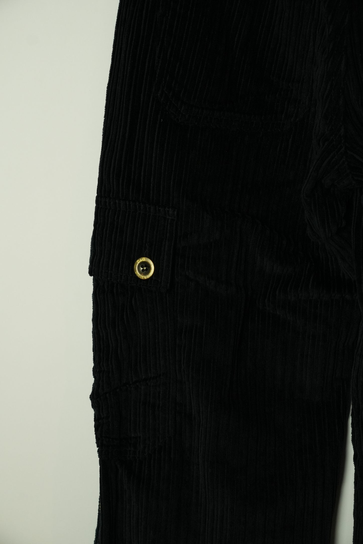 Dolce & Gabbana Cargo Utility Cuodroy Black Zipper Pocket Pants