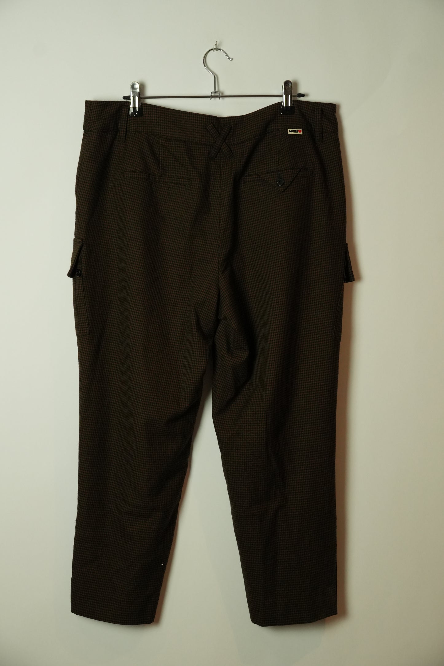 Sonia Rykiel Checkered Pocket Wool Cargo Pants