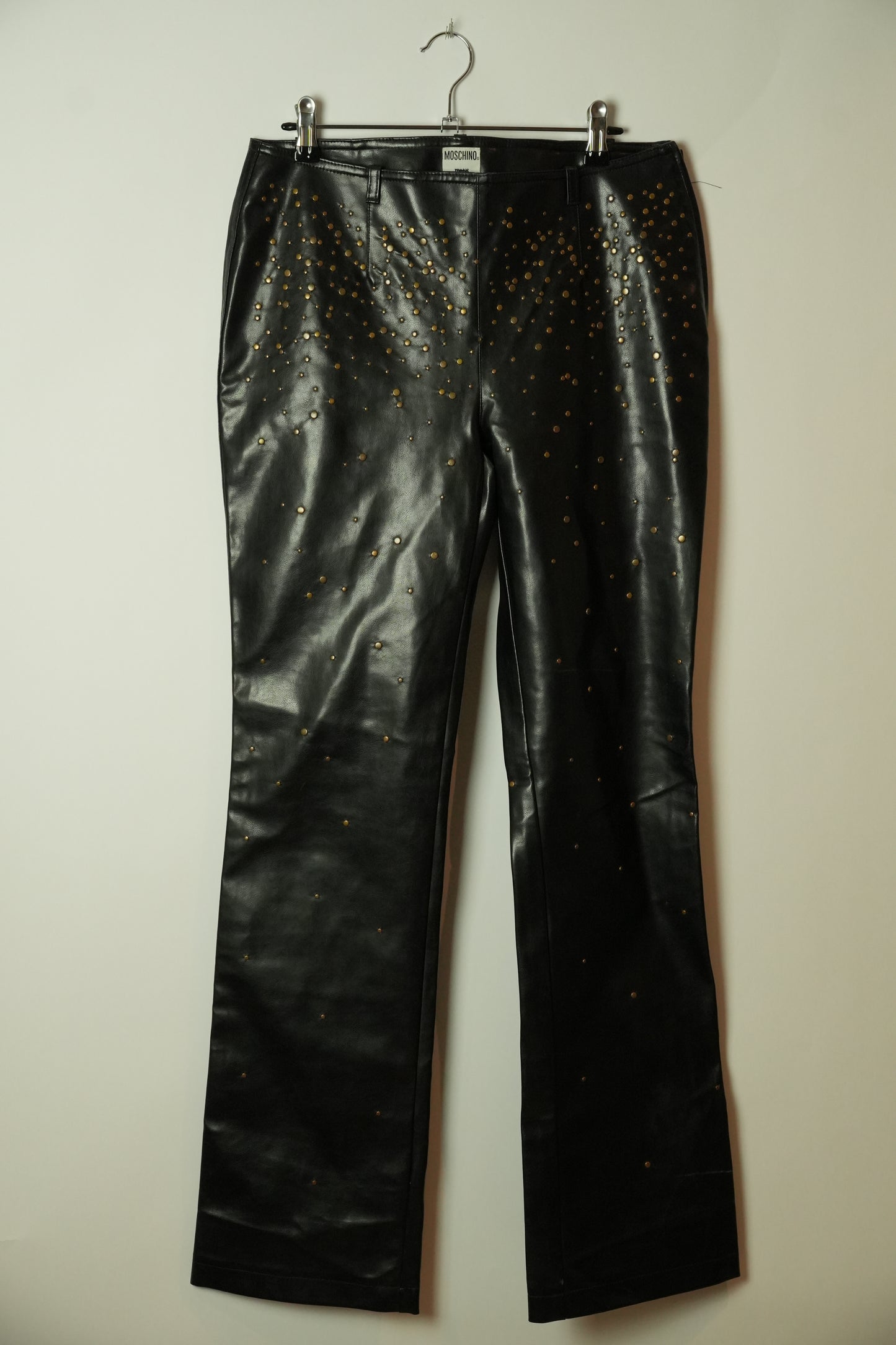 Moschino Black Studded Faux Leather Pants
