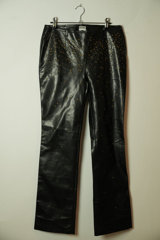 Moschino Black Studded Faux Leather Pants