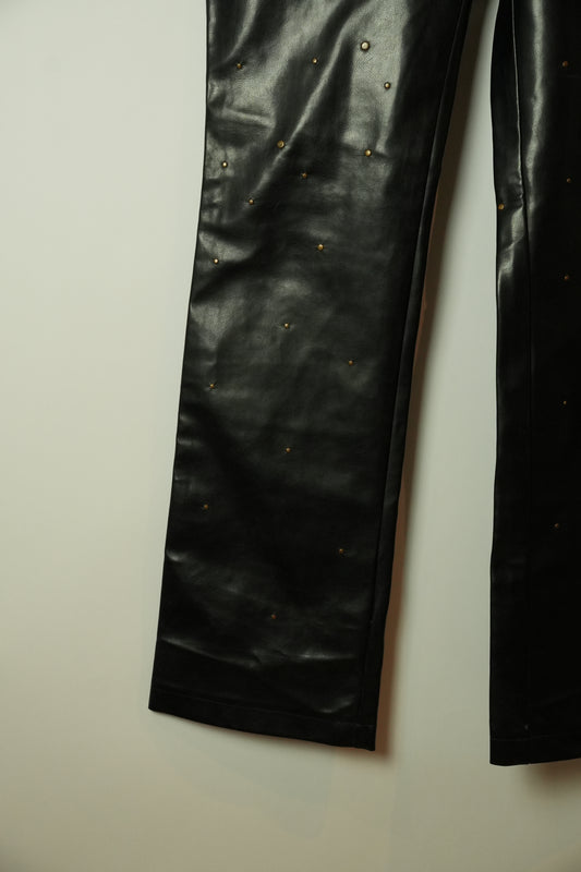 Moschino Black Studded Faux Leather Pants