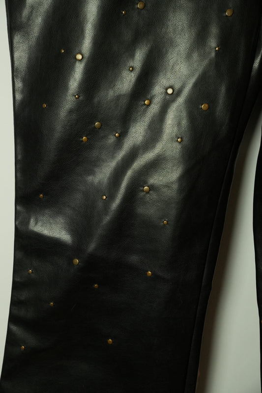 Moschino Black Studded Faux Leather Pants