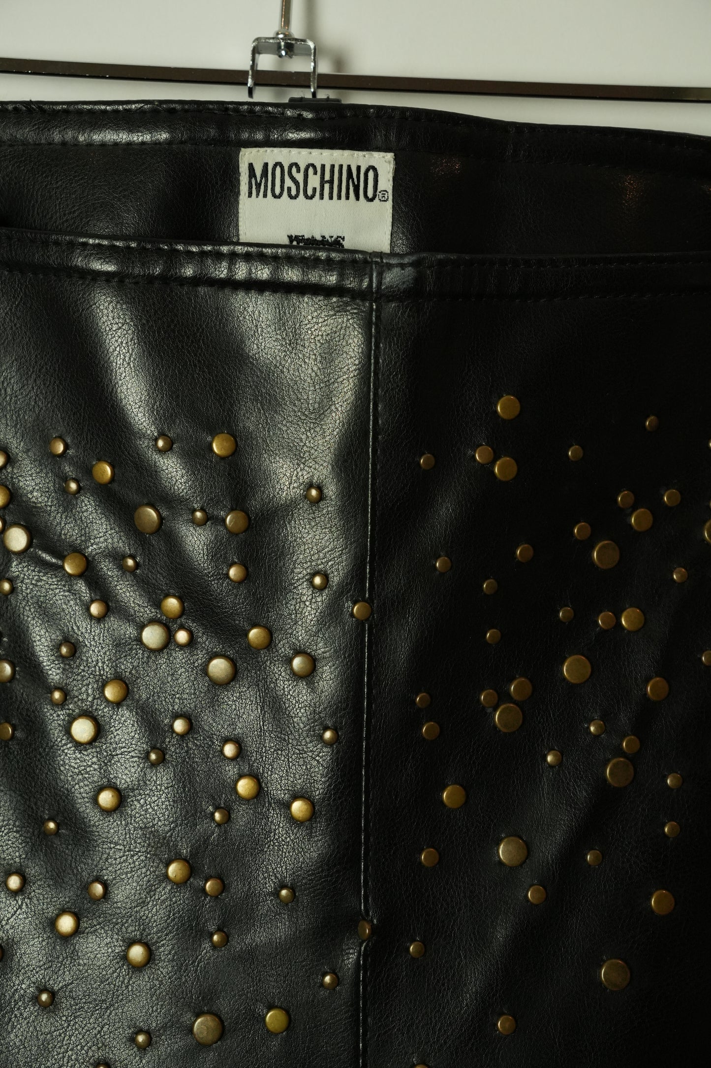 Moschino Black Studded Faux Leather Pants