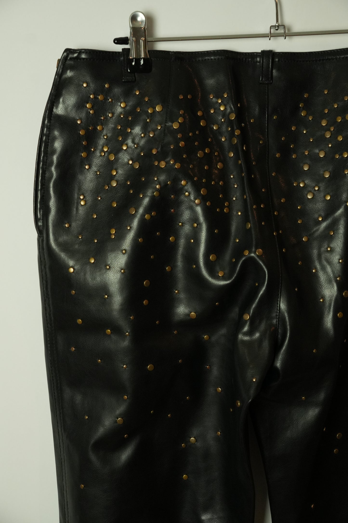 Moschino Black Studded Faux Leather Pants