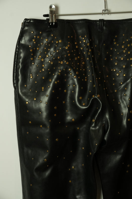 Moschino Black Studded Faux Leather Pants