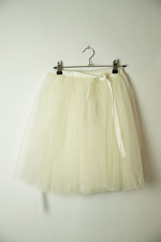 Black Comme Des Garcons White Wrap Tulle Mini Skirt AD2013
