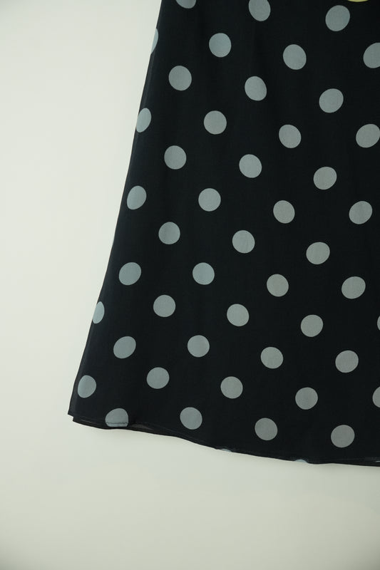 Valentino 100% Silk Polka Dot A Line Skirt w Belt