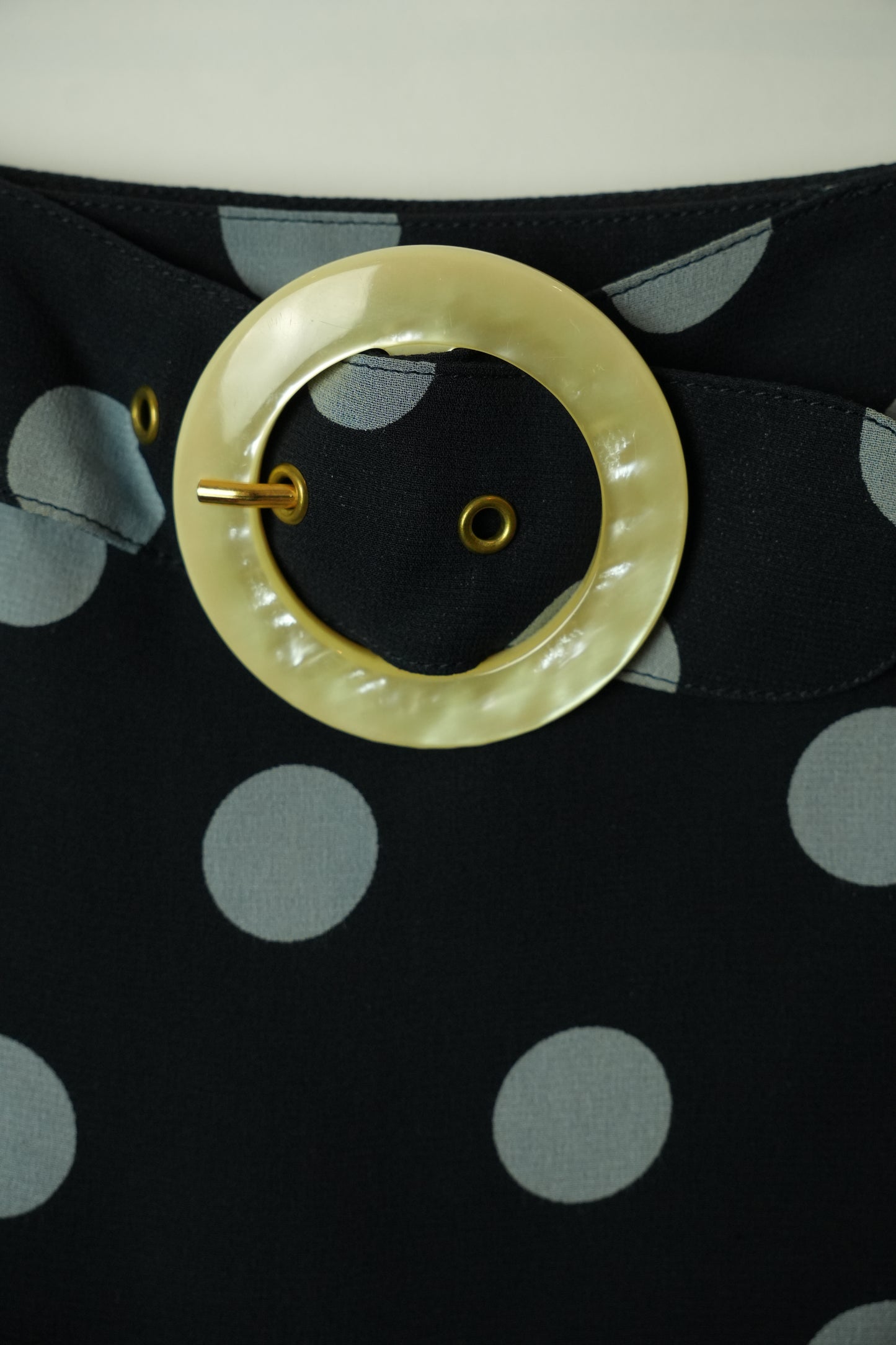 Valentino 100% Silk Polka Dot A Line Skirt w Belt