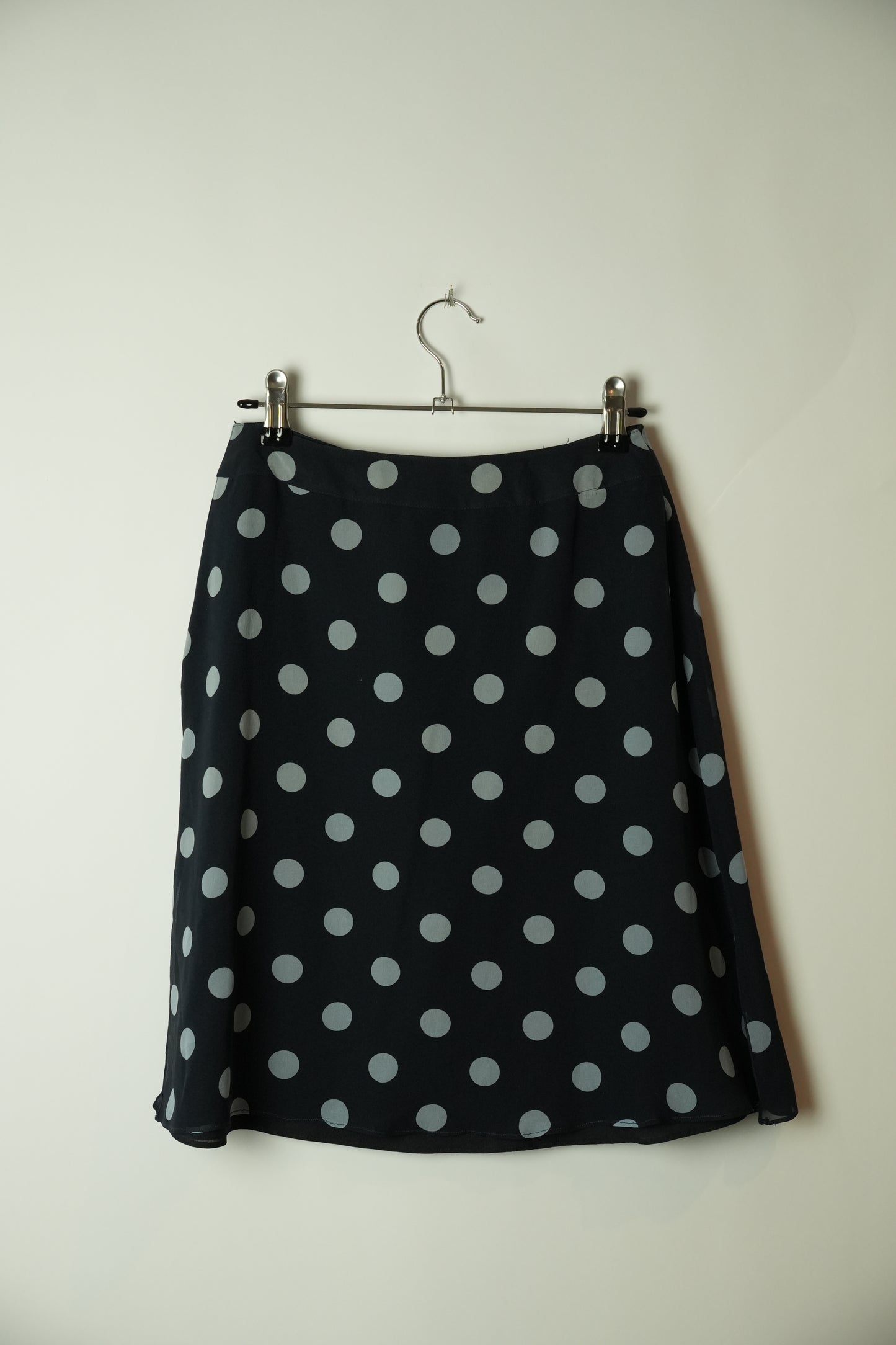 Valentino 100% Silk Polka Dot A Line Skirt w Belt