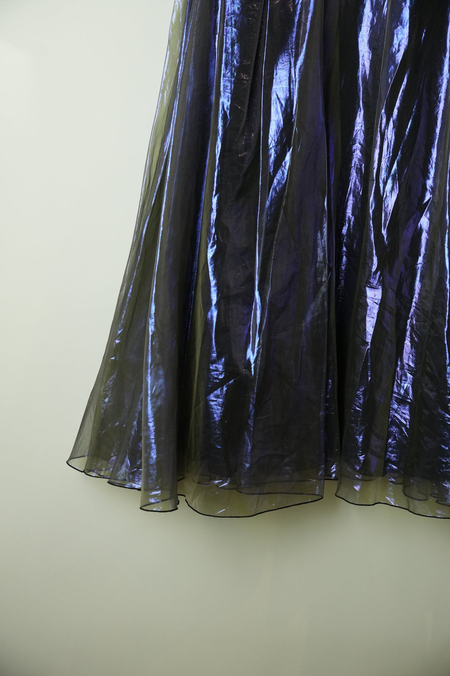 Emporio Armani Metallic Irridescent Organza A Line Pocket Maxi Skirt
