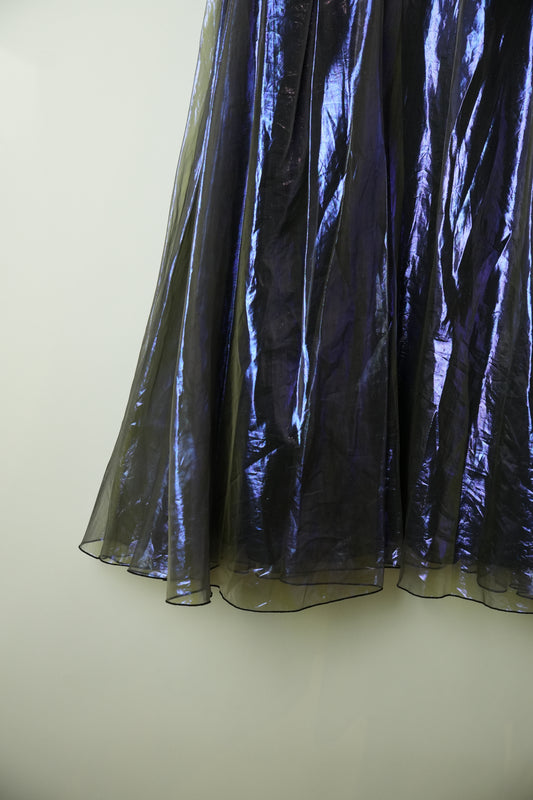 Emporio Armani Metallic Irridescent Organza A Line Pocket Maxi Skirt