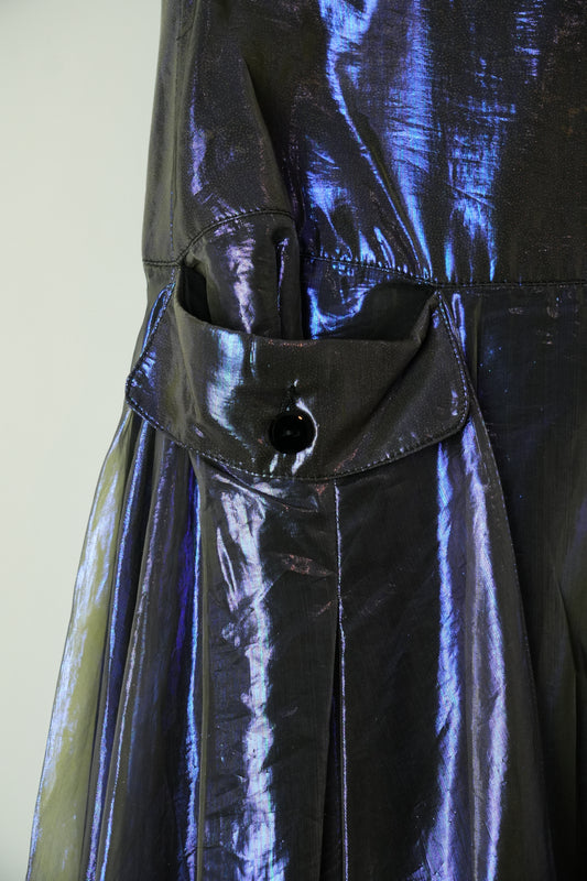 Emporio Armani Metallic Irridescent Organza A Line Pocket Maxi Skirt