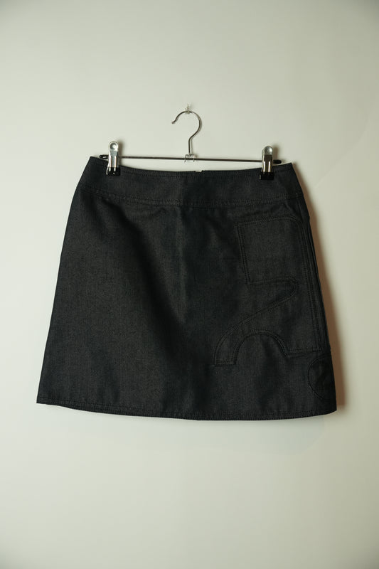 Courreges Denim Logo Embroidered Mini Skirt