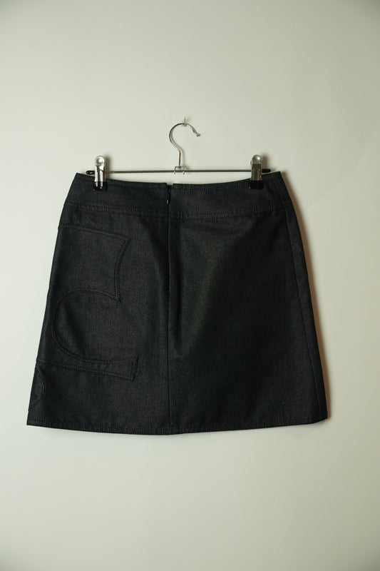 Courreges Denim Logo Embroidered Mini Skirt