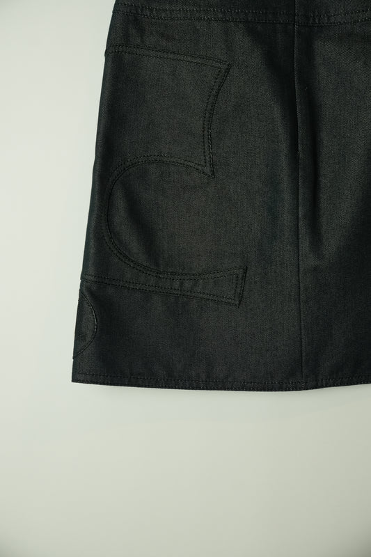 Courreges Denim Logo Embroidered Mini Skirt