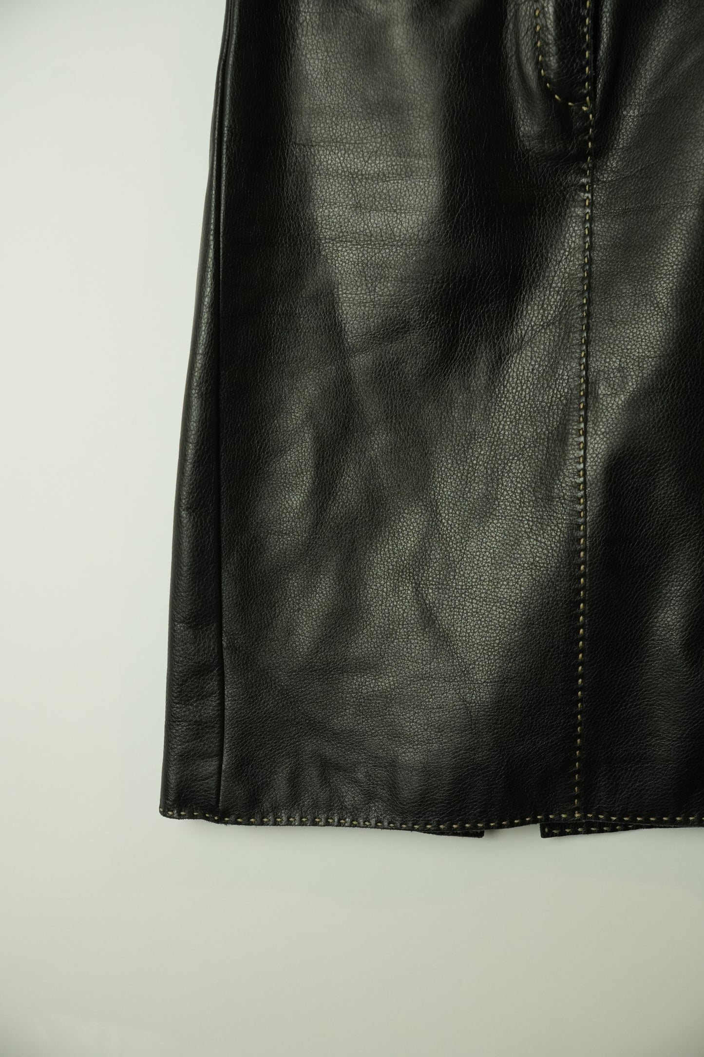Fendi Contrast Stitch A Line Midi Leather Skirt