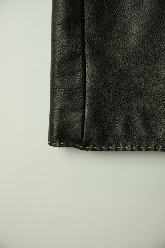 Fendi Contrast Stitch A Line Midi Leather Skirt