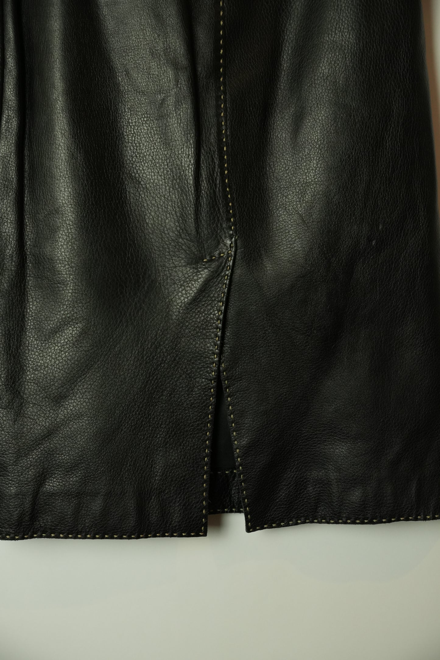 Fendi Contrast Stitch A Line Midi Leather Skirt