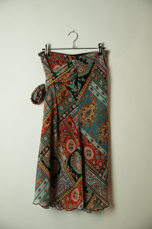 Kookai Scarf Mosaic Print Skirt Flow Made in France