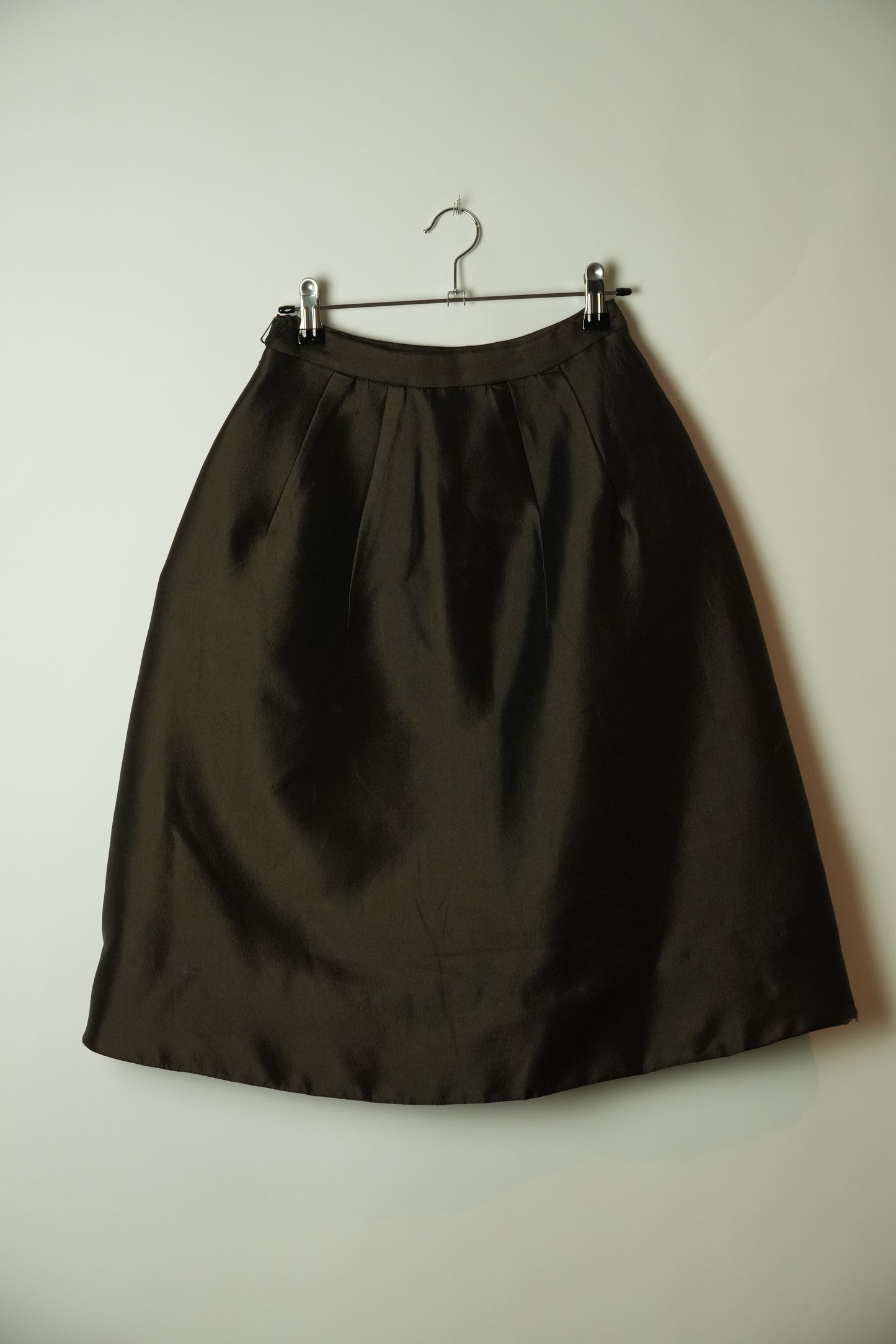 Prada Brown Silk Flare Midi Bubble Skirt