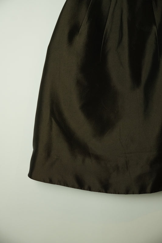 Prada Brown Silk Flare Midi Bubble Skirt