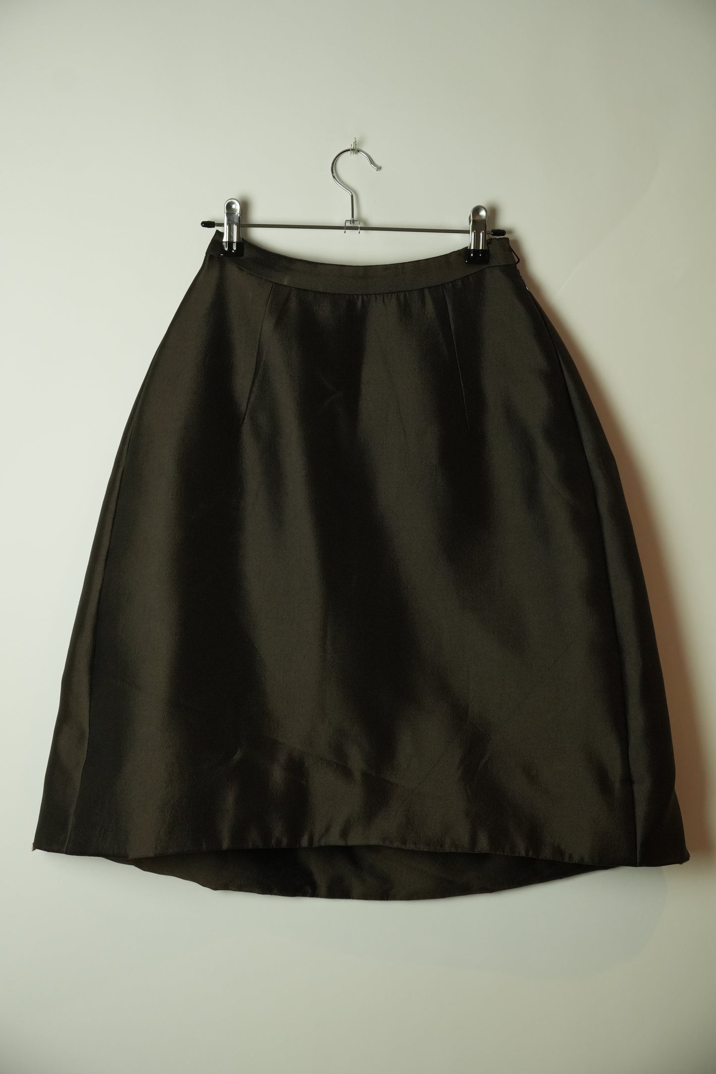 Prada Brown Silk Flare Midi Bubble Skirt