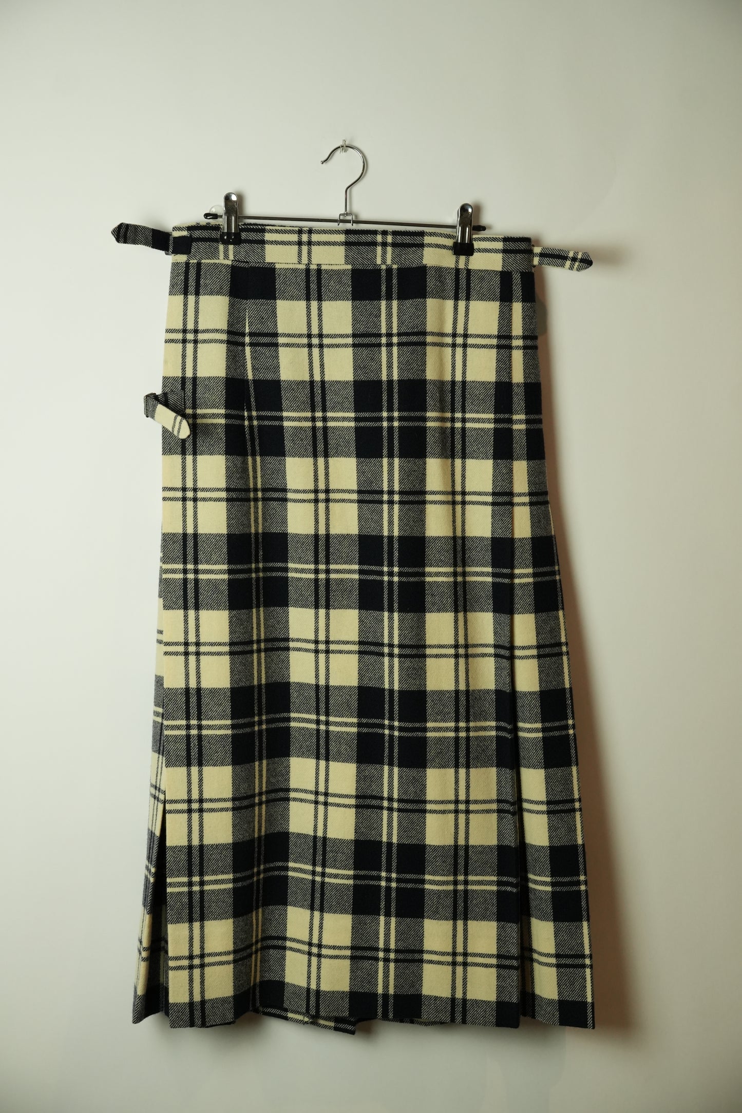Comme Des Garcons Pleated Midi Wrap Wool Skirt w Buckles AD1998