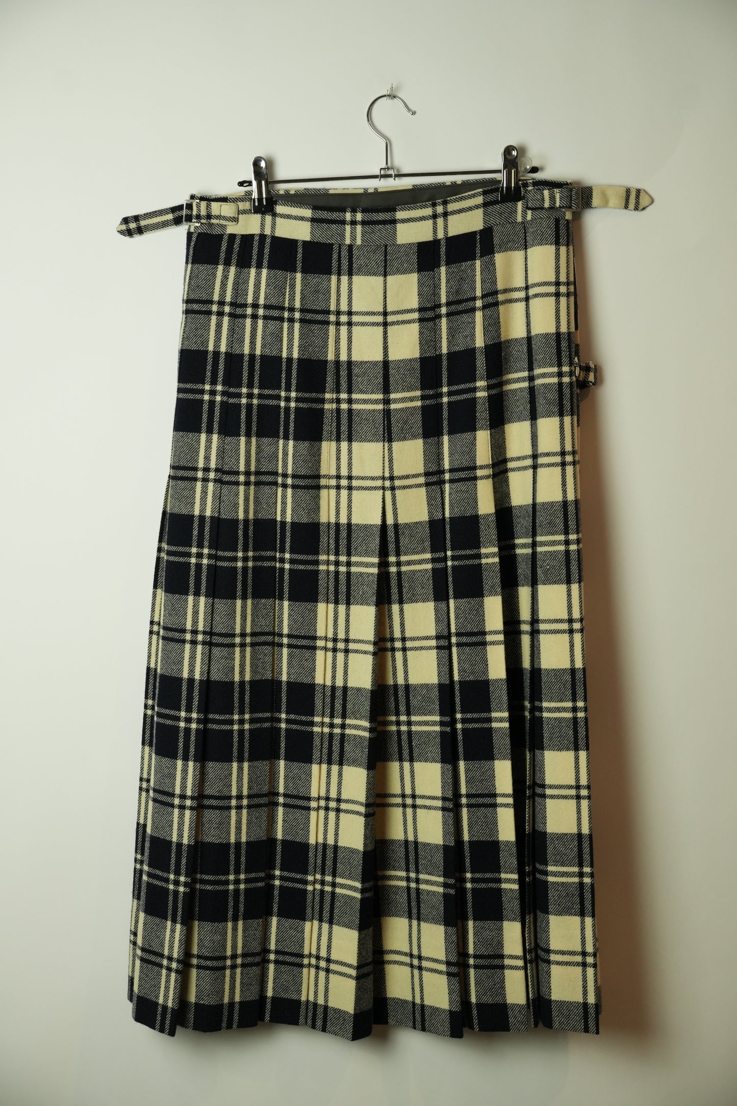 Comme Des Garcons Pleated Midi Wrap Wool Skirt w Buckles AD1998