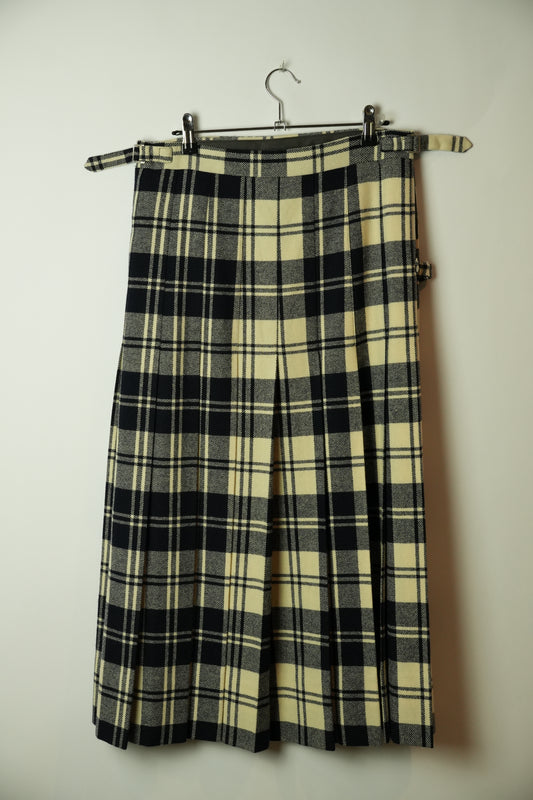 Comme Des Garcons Pleated Midi Wrap Wool Skirt w Buckles AD1998