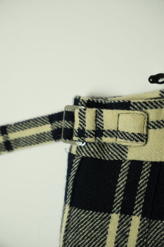 Comme Des Garcons Pleated Midi Wrap Wool Skirt w Buckles AD1998