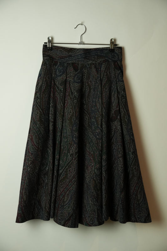 Yves Saint Laurent Paisley Flare Midi Skirt