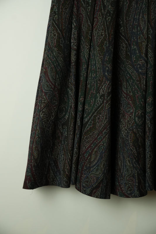 Yves Saint Laurent Paisley Flare Midi Skirt