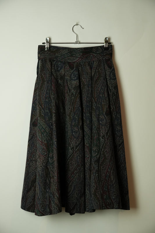 Yves Saint Laurent Paisley Flare Midi Skirt