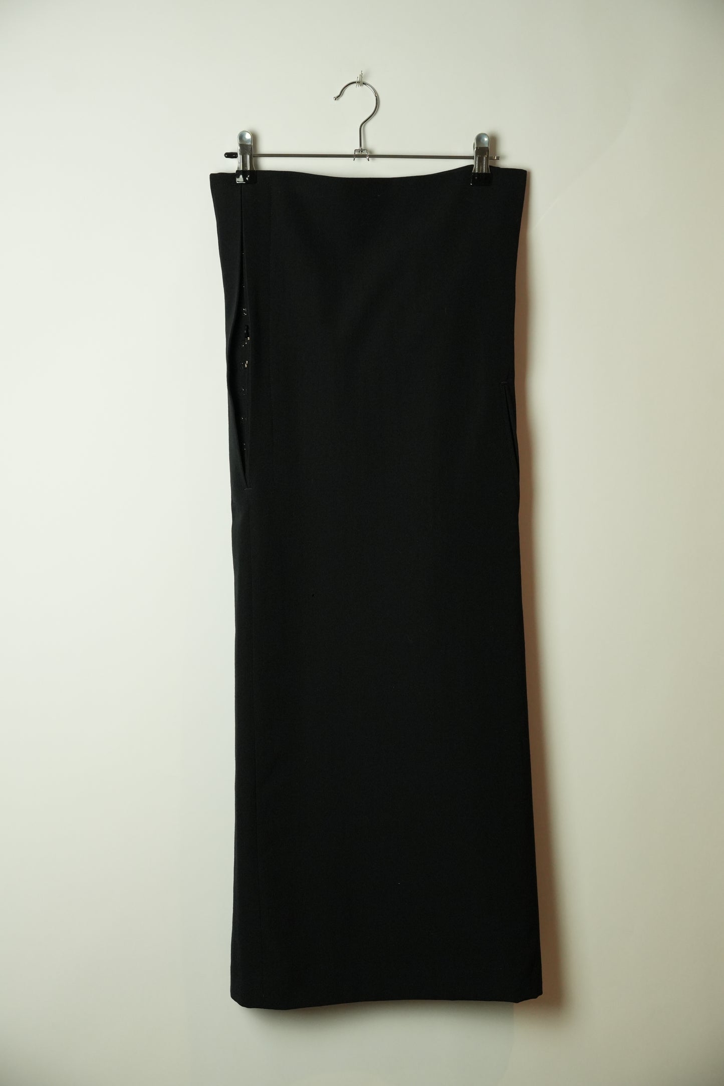 Yohji Yamamoto High Waisted Hook & Eye Button Pencil Wool Skirt Dress