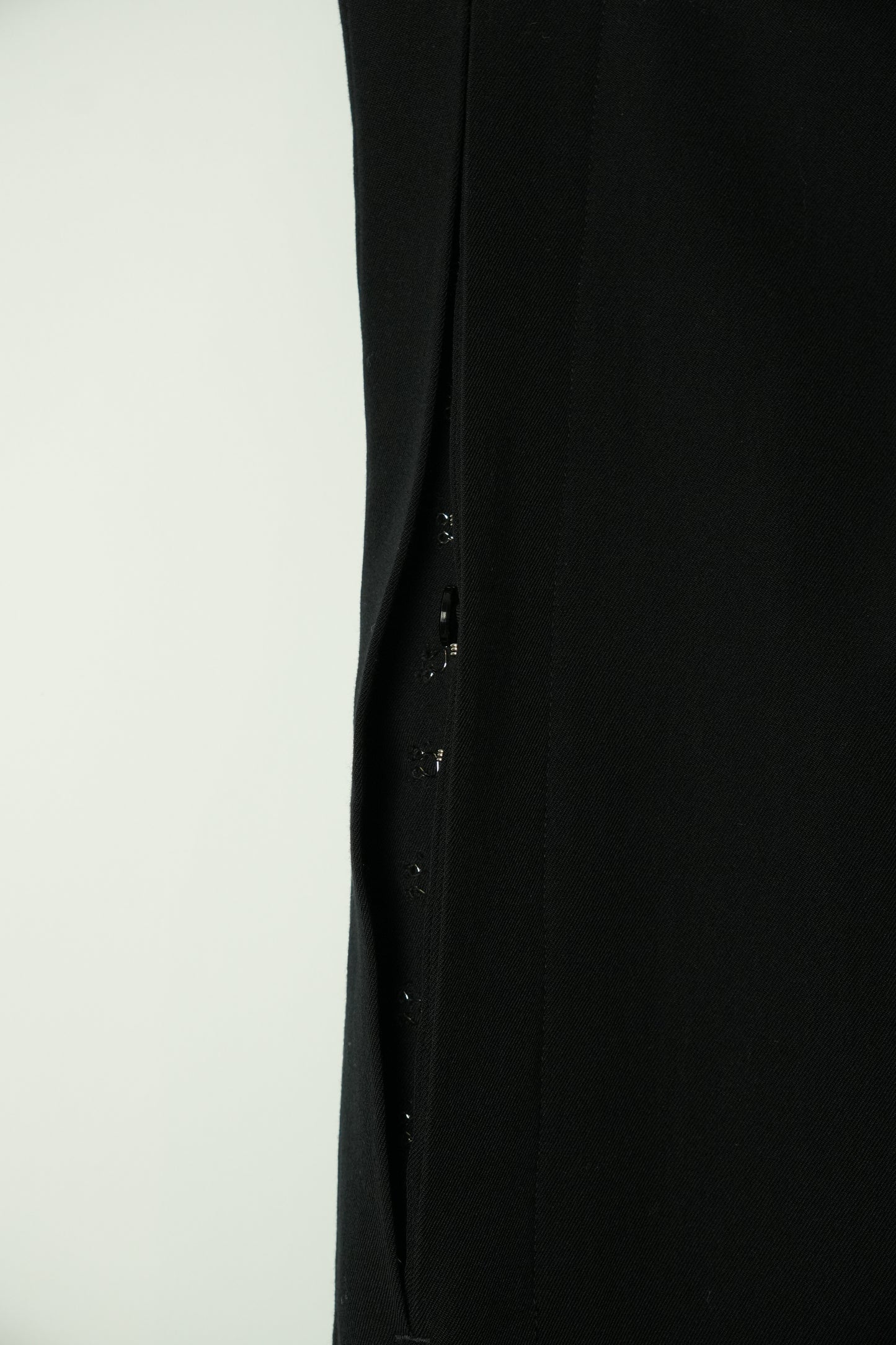 Yohji Yamamoto High Waisted Hook & Eye Button Pencil Wool Skirt Dress