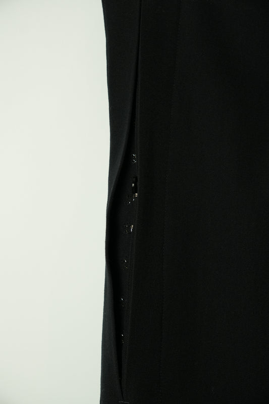 Yohji Yamamoto High Waisted Hook & Eye Button Pencil Wool Skirt Dress